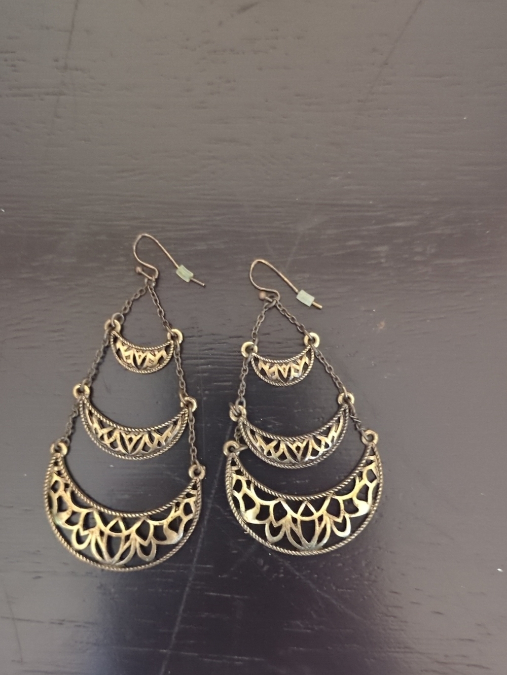 Antique Gold-Tone Layered Filigree Drop Earrings - Women Jewelry
